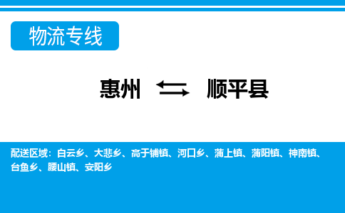 惠州到順平縣物流公司