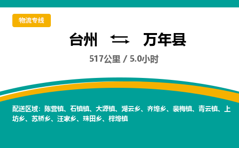 臺州到萬年縣物流專線