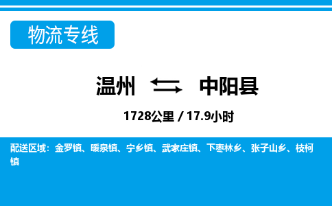 溫州到中陽縣物流專線