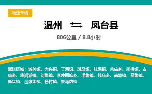 溫州到鳳臺縣物流專線