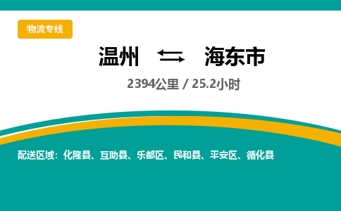 溫州到海東市平安區(qū)物流專線